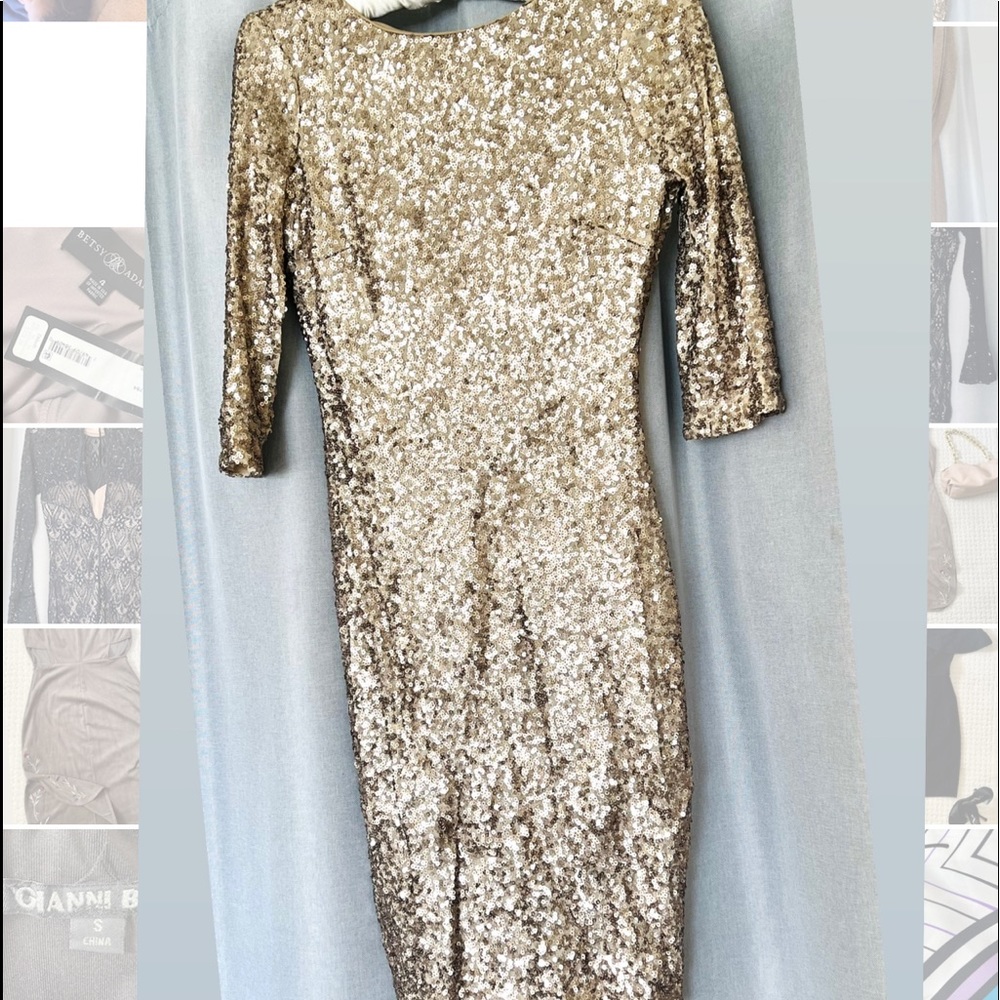 Elegant open back sequence evening dress